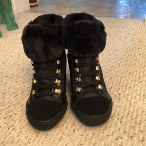 ALDO Copersito Furry Platform Black Sneakers